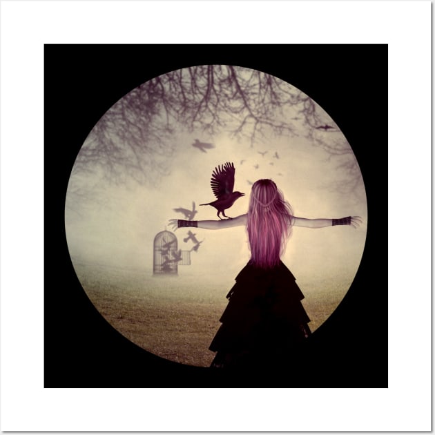 Woman with a crow Wall Art by AnnArtshock